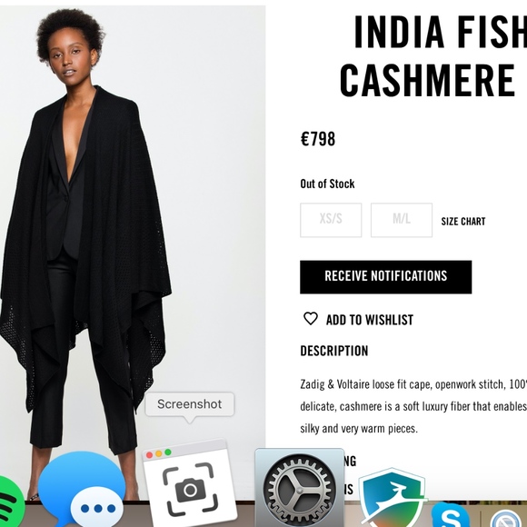 Zadig et Voltaire India Fishnet Cashmere Cape - Picture 1 of 6